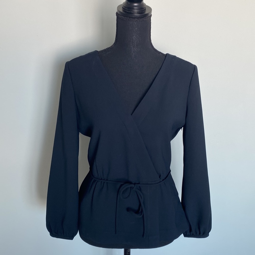 JCrew top, navy.  Partial side zip.  Like new, worn once.